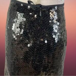 NC International Concepts Skirt size 8P Pet Black Silk Sequins Knee Cocktail